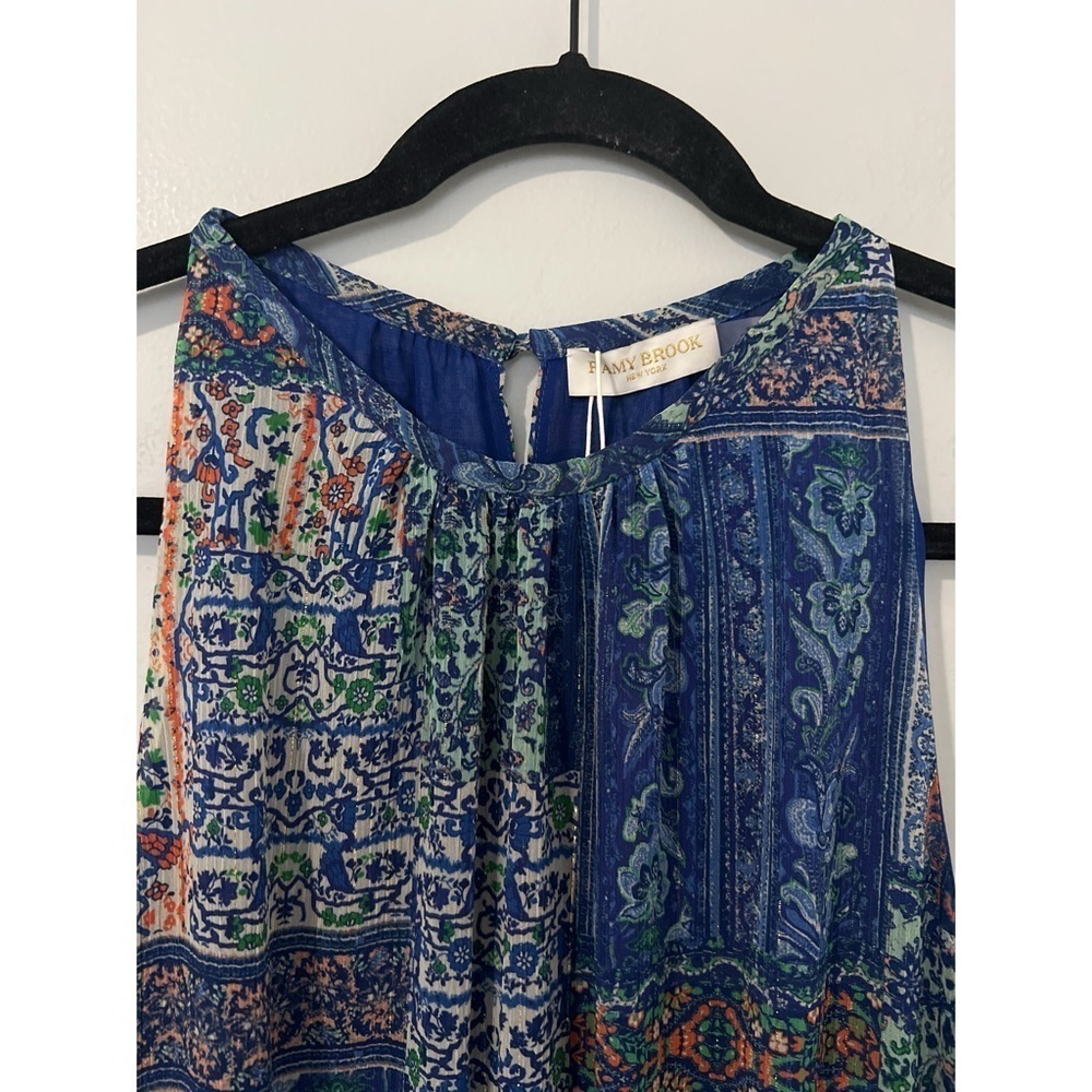 Ramy Brook Patchwork Printed Paris Dress Women’s Large Blue Sleeveless Mini - Picture 9 of 17